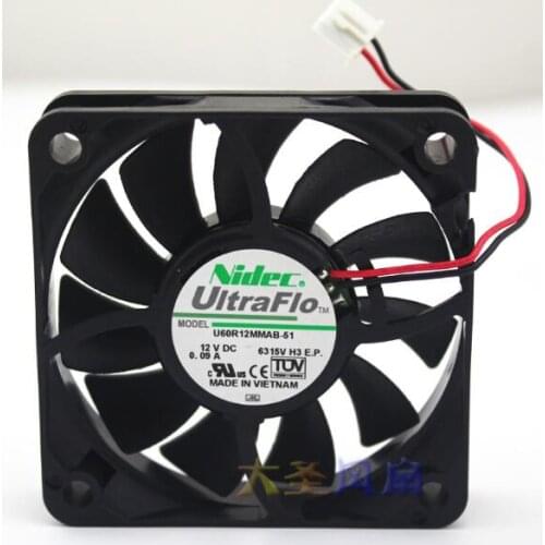 Original Nidec U60R12MMAB-51 12V 0.09A 60*60*15mm 2 line cooling fan