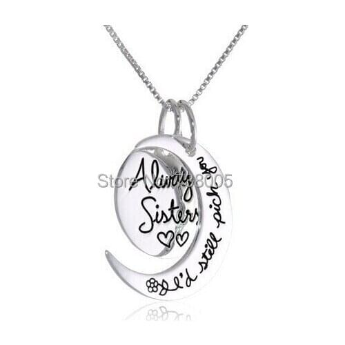 2014 Fashion" "Always Sisters I'd Pick You" Two Piece Pendant lovers'girl gift Necklace Wholesale Jewelry