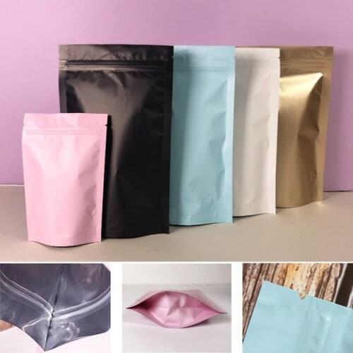 50Pcs/Lot Colorful Empty Tea Bag Aluminum Foil Stand up Packaging Zipper Self Sealing Bags