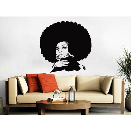 African Girl Hair Wall Decal Vinyl Removable Sticker Beauty Salon Modern Stylish Wall Sticker Living Room Home Decor Mural LA760