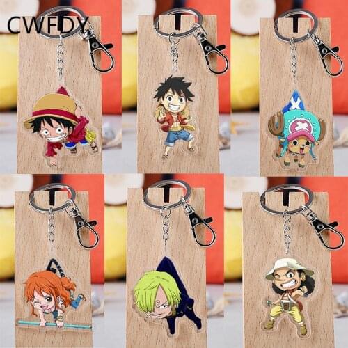 Anime One Piece Keychain Acrylic Pendant Luffy Ace Nami Sabo Boa Hancock Chopper Double Sided Key Ring For Kids Trinket Cosplay