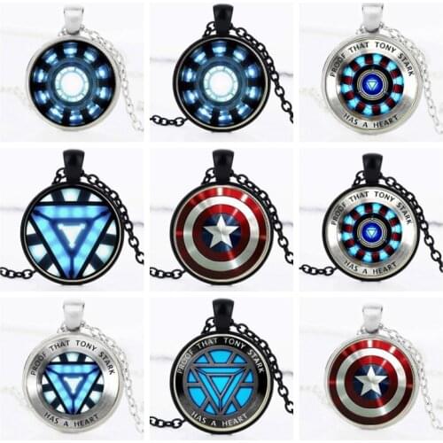Geometric lucky Heart Time Super Movie Hero sign chain pendant Necklace Gathering Energy Captain Shield gift Necklace Jewelry