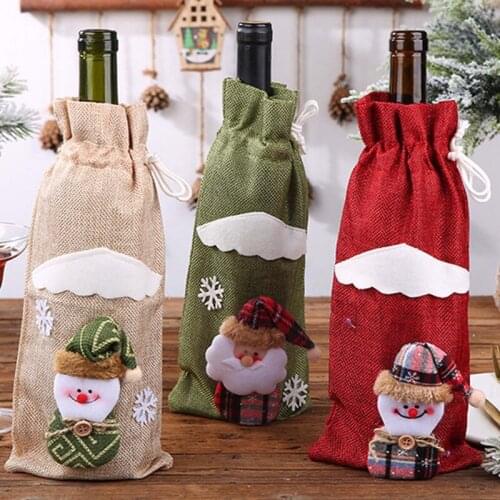 Christmas Wine Bottle Cover Merry Christmas Decorations For Home 2021 Christmas Ornament New Year 2022 Xmas Navidad Gifts