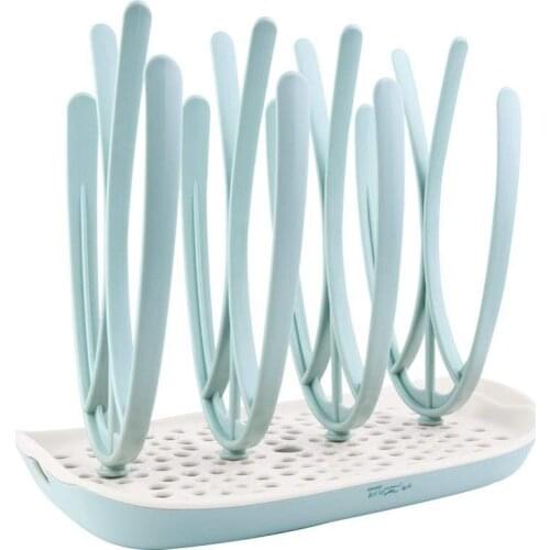 Baby Bottle Drying Rack with Removable Water Tray Drying Rack High Capacity Countertop Bottle Holder for Bottle Accessories,Blue