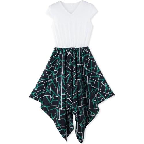 Neatie kiddie Floral Print Bottom Midi Dress Sleeveless V-neck Summer Short Sleeve Robes Fit and Flare Dress Female Vestido