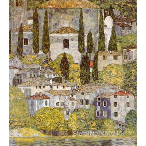 Artwork by Gustav Klimt Church at Cassone sul Garda Oil paintings reproduction High quality Hand painted