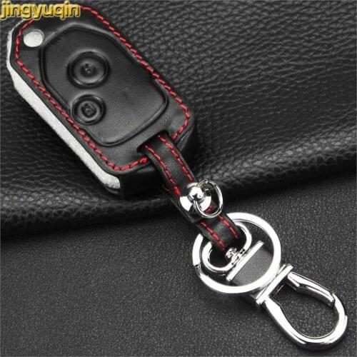 Jingyuqin Folding Flip Car key Leather Case Cover for Honda Accord fit Odyssey Civic 2 Buttons Key Case Cover Styling