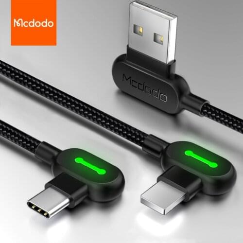 MCDODO LED USB Cable Fast Charging Micro USB Type C Mobile Phone Charger Data Cable For iPhone 12 11 Pro Max 8 7 Xiaomi Samsung
