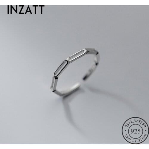 INZATT Real 925 Sterling Silver Geometric Adjustable Ring For Fashion Women Party Fine Jewelry Hiphop Minimalist Accessories