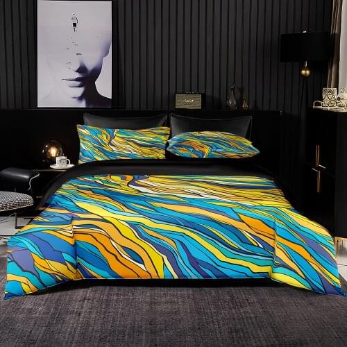 Abstract Style Color Texture Pattern Duvet Cover Set With Pillowcase,228x228 Quilt Cover,264×228 Blanket Cover,Black Bedding Set