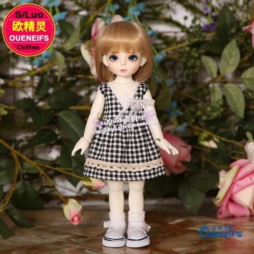BJD SD Doll Clothes 1/6 Fresh Checked Skirtred Black Blue Three Colors For Yosd Body YF6 to 119 Doll Accessories