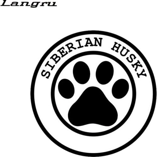 Langru 15*15cm Siberian Husky Paw Print Car Stickers Motorcycle Decals Car Accessories Jdm
