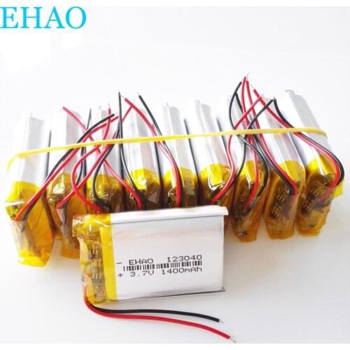 Wholesale 10 pcs 123040 3.7V 1400mAh Lithium Polymer LiPo Rechargeable Battery For MP3 GPS DVD video game Tablet PC Power bank