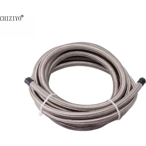 New 1.5/3/6 m Silver Oil Hose Line AN4 AN6 AN8 AN10 Stainless Steel Braided CPE Synthetic Rubber Fuel Pipe Cooler Oil Tube