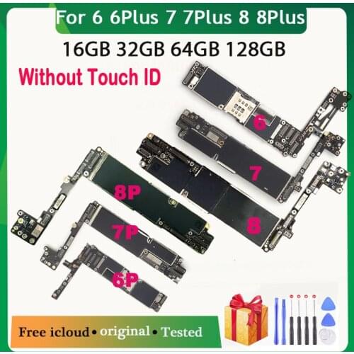 Unlocked For iPhone 6 7 8 6PLUS 7 Plus 8 plus Motherboard 16GB 32GB 64GB 128GB Original Used Mainboard No Touch ID