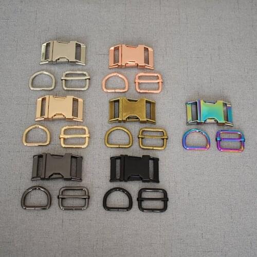 50 sets metal belt straps adjust slider release buckle D ring 20mm three-piece DIY accessories for bag Paracord pet dog collar