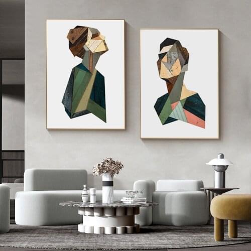 Minimalist Abstract Wood Body Painting Pictures Modern Man Woman Canvas Posters Prints Scandinavian Wall Art Living Room Decor