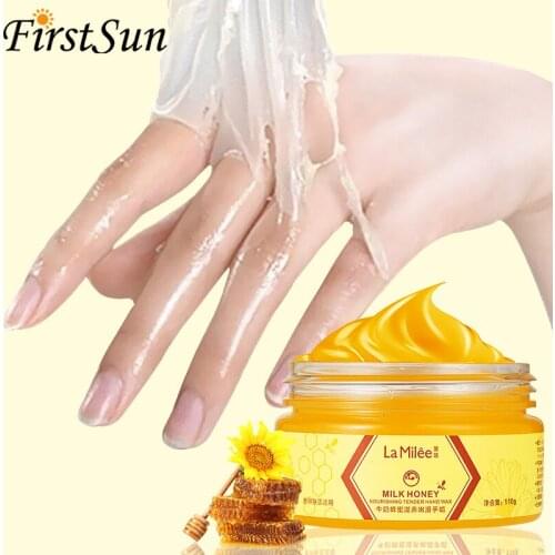 LAMILEE Milk Honey Hand Mask Hand Wax Moisturizing Whitening Skin Care Exfoliating Calluses Hand Film Hands Care Cream 110g