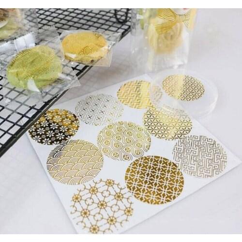 New 360pcs Gold Round Flower Design Seal Sticker Tags For Gift Packing Bag/Box Home Wedding Decorative Self Adhesive Sticker
