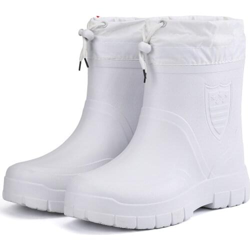 Swyivy Eva Rainboots with Fur Warm Winter Shoes for Men 2020 New Ankle Hight Snowboots Watetproof Light Weight Rainboots
