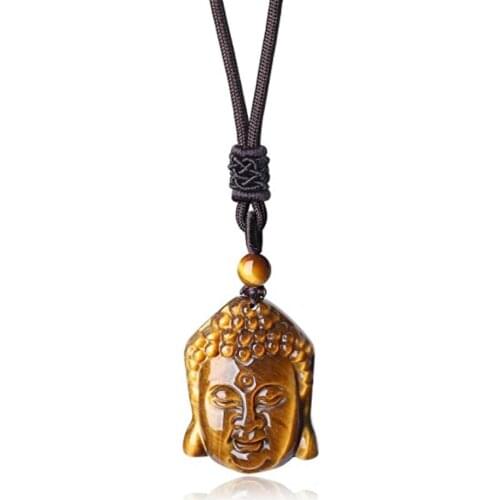Charming Buddha jade Head Stone Prayer Pendant Necklace