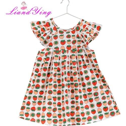 2-12Y Summer Girl Dress Sleeveless Backless Strawberry Kid Princess Dress For Girl Elegent Cotton Party Dress Children Clothes