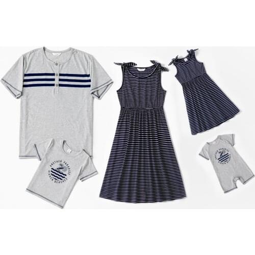 PatPat New Summer Mosaic Family Matching Sets(Stripe Tank Dresses - Coconut Tree Print Tops - Rompers)