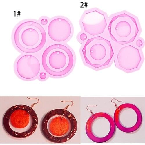 Q39C Geometry Earrings Epoxy Resin Mold DIY Keychain Ear Drops Dangle Silicone Mould