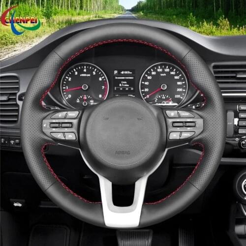 DIY Black Leather Car Steering Wheel Cover For Kia K2 Rio Picanto 2016-2019 Morning 2017-2019 Rio5 Car Interior Decoration