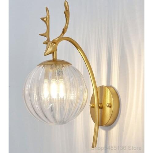 Nordic Glass Led Wall Lamp Modern Antler Deer Wall Sconce Mirror Light Fixtures Bedroom Bathroom Vanity Lights Industrial Decor
