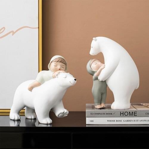 One Piece Resin Statue Animal Sculpture Polar Bear Ornaments Living Room Decor Office Desktop Ornaments Nordic Decoration Home