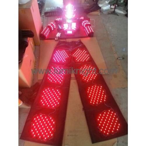 LED robot costumes with digital LED helmet / illuminated LED clothing/LED robot suit