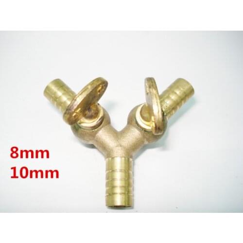 Y Equal Hose Barb Tee Brass fuel Ball Valve Plumbing fitting with brass handle fit for 8mm/10mm I/D hose