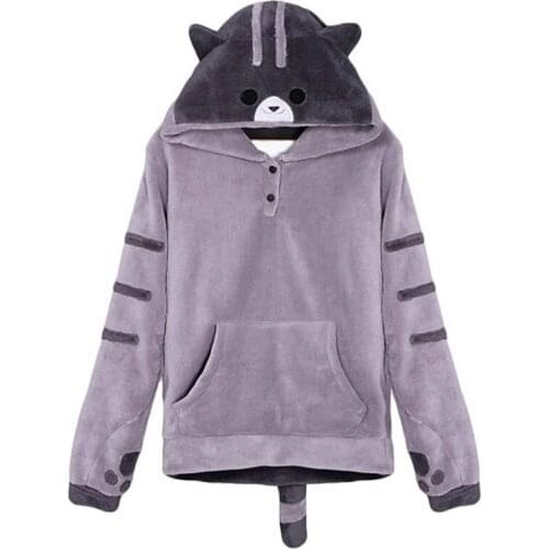 Merry Pretty Harajuku Japanese Kawaii Hoodies Women Sweatshirts with Ears Cute Cat Winter Plush Lovely Sweet Anime Hooded Hoodie