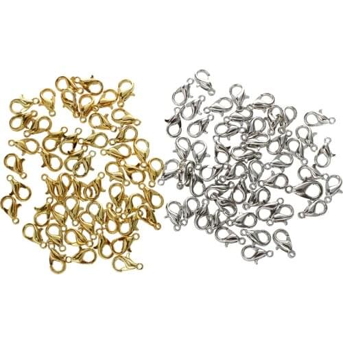 100 Lobster Jewellery Making Clasps 10mm 50 Each Gold & Silver-Plated