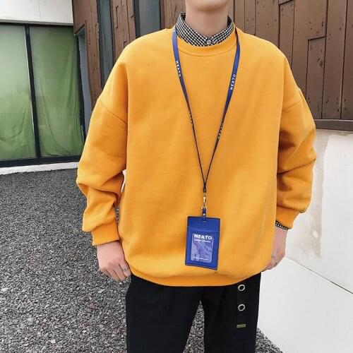 16 Color 2021 Mens Round Neck Hoodies Solid Color Coats Lovers Clothes Loose Pullover Round Collar Casual Cotton Sweatshirts