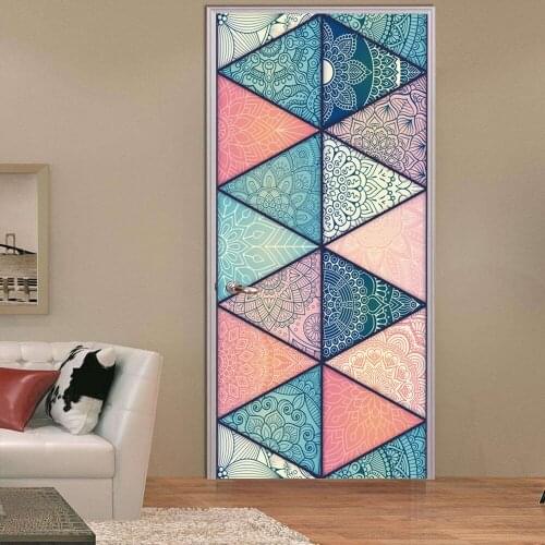 2pcs/set 3D Islamic Style DIY Door Art Mural Sticker Simulation Arab Style Door Wall Stickers Living Room Bedroom Decor Poster