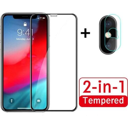 2 in 1 Screen Protector For iPhone 7 8 6 6s Plus Camera Glass Tempered Protective Film For iPhone X XS Max XR 11 Pro Max Glass