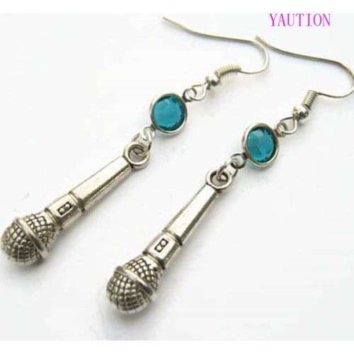 2020 New Microphone Birthstone Earrings, Singer Charm Earrings, Personalized Vocalist Earrings Gift