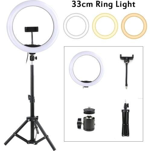 33cm LED Ring Light Photographic Selfie Ring Lamp Lighting Stand 2m 1.6m Tripod For Phone Action Camera Youtube Video Shooting