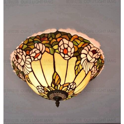 42cm American garden Lily Tiffany art glass ceiling lamp bedroom dining room hall lamp