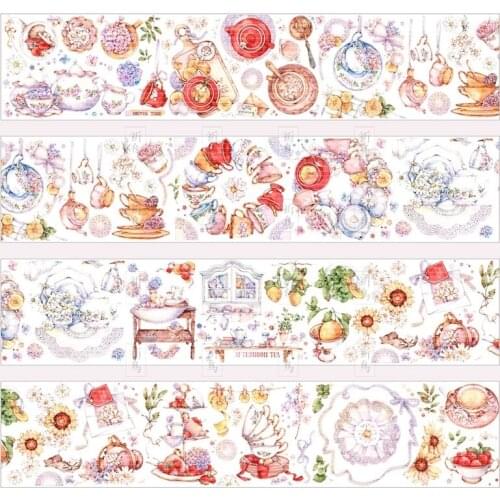 7.2 X 100cm Afternoon Tea Time Cute Washi Tape 1 Loop Crystal Pet Transparent Collage