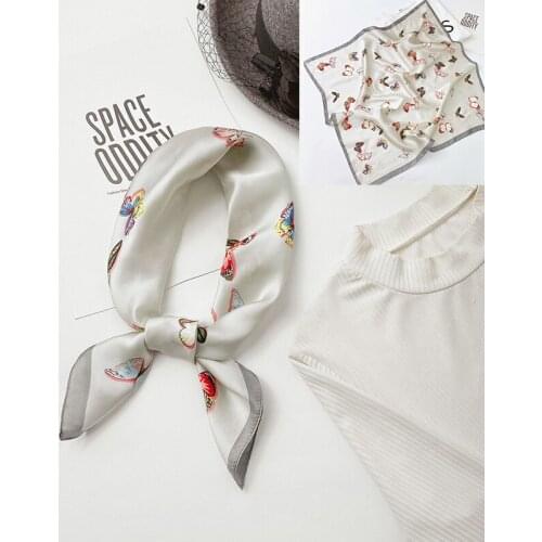 Aurdolf 2020 new stripe scarves women novelty silk square foulard ladys neck scarf printed butterfly fashion girl hair scarf