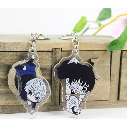 1pc Animation Tokyo Ghoul Kaneki Ken Coffee Key Holder Keychain Double Print Keyrings Portachiavi Pendant