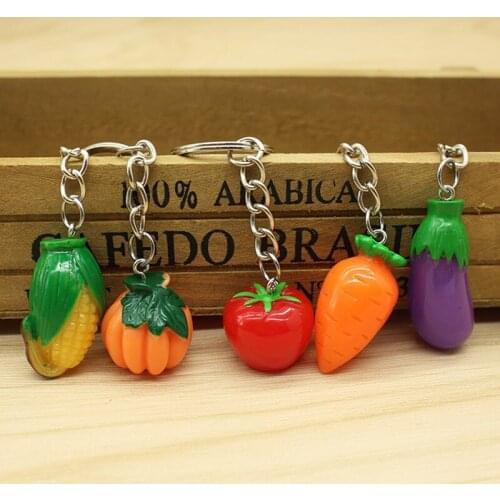 10Pcs New Fashion Creative Design Lanyard Keyring Simulation Food Key Chain Fruit Vegetables Keychain Key Ring Jewelry Kawaii