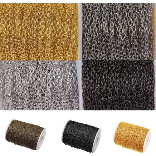 5m Flat Cable Open Link Metal Chain Necklace Jewelry Making Findings DIY 3x4mm Chain Necklace Jewelry Making Findings Necklace