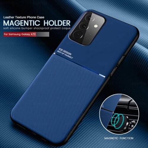 Samung a72 case car magnetic stand leather phone covers for samsung galaxya72 galaxy a72 a 72 72a soft silicone shockproof coque