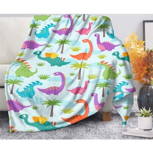 Cartoon Dinosaur Print Fleece Blanket for Kids Children Gift Kawaii Animal Throw Blanket 2021 New Home Casual Sofa Bedspreads