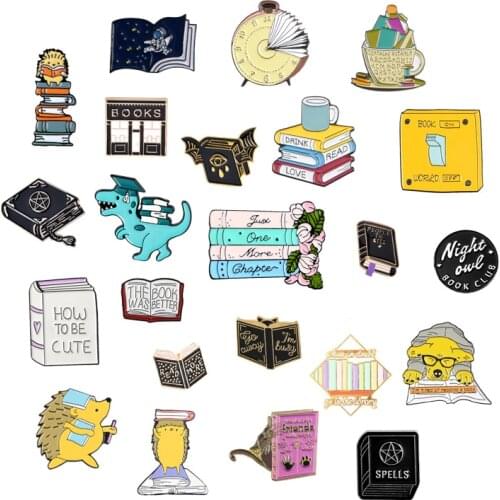 Books theme series enamel pins Bookish Literature Book Lover Nerd Backpack Brooch Badges Wholesale pin Gifts for Students Friend