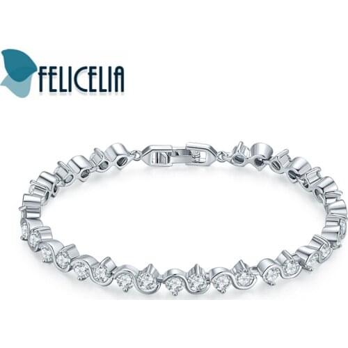 Felicelia Fashion Clear Cubic Zirconia Tennis Bracelet For Woman Girls Wedding Bridal Jewelry Valentines Day Gift